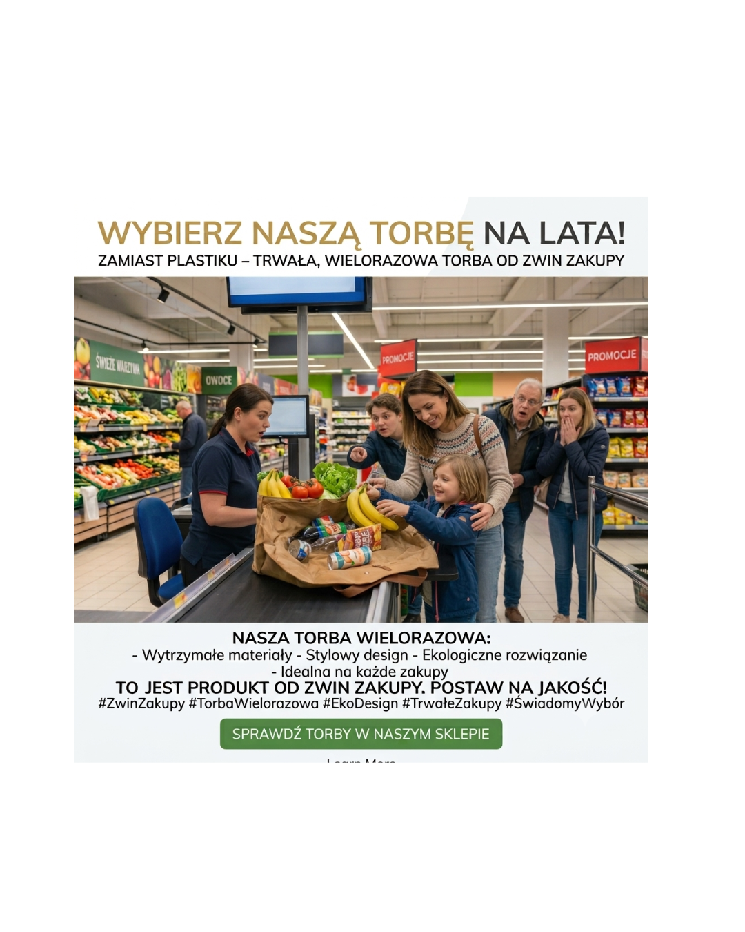 Uniwersalna Składana Torba Zwiń Zakupy (Na Zakupy & Piknik)
